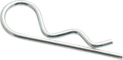 Made in USA - 3/16 to 1/4" Shaft Diam, 15/16" Long, 0.042" Wire Diam, Hair Pin Cotter - Grade 2 Spring Steel, Zinc-Plated Finish - Eagle Tool & Supply