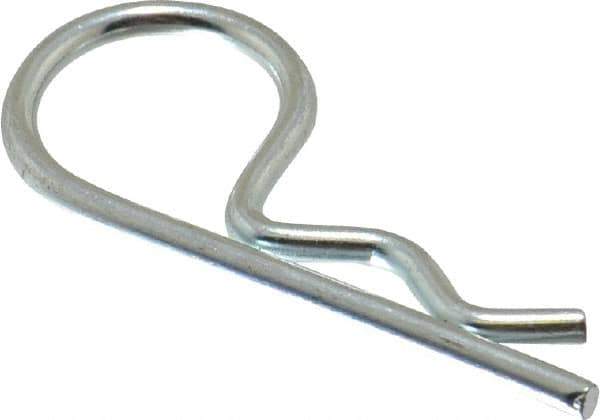 Made in USA - 3/8 to 7/16" Shaft Diam, 1-7/8" Long, 0.092" Wire Diam, Hair Pin Cotter - Grade 2 Spring Steel, Zinc-Plated Finish - Eagle Tool & Supply