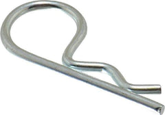 Made in USA - 3/8 to 7/16" Shaft Diam, 1-7/8" Long, 0.092" Wire Diam, Hair Pin Cotter - Grade 2 Spring Steel, Zinc-Plated Finish - Eagle Tool & Supply