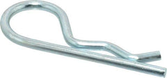 Made in USA - 5/8 to 3/4" Shaft Diam, 2-11/16" Long, 0.148" Wire Diam, Hair Pin Cotter - Grade 2 Spring Steel, Zinc-Plated Finish - Eagle Tool & Supply