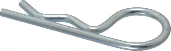 Made in USA - 1/2 to 5/8" Shaft Diam, 2-3/8" Long, 0.12" Wire Diam, Hair Pin Cotter - Grade 2 Spring Steel, Zinc-Plated Finish - Eagle Tool & Supply