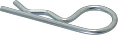 Made in USA - 1/2 to 5/8" Shaft Diam, 2-3/8" Long, 0.12" Wire Diam, Hair Pin Cotter - Grade 2 Spring Steel, Zinc-Plated Finish - Eagle Tool & Supply
