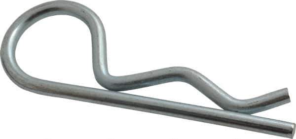 Made in USA - 1-1/8 to 1-1/2" Shaft Diam, 5" Long, 0.243" Wire Diam, Hair Pin Cotter - Grade 2 Spring Steel, Zinc-Plated Finish - Eagle Tool & Supply