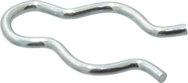 Made in USA - 7/16" Groove, 1-1/8" Long, Zinc-Plated Spring Steel Hair Pin Clip - 0.064" Clip Diam, 1/2" Shaft Diam, Grade 2 - Eagle Tool & Supply
