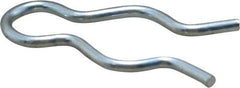 Made in USA - 17/32" Groove, 1-1/2" Long, Zinc-Plated Spring Steel Hair Pin Clip - 0.087" Clip Diam, 5/8" Shaft Diam, Grade 2 - Eagle Tool & Supply