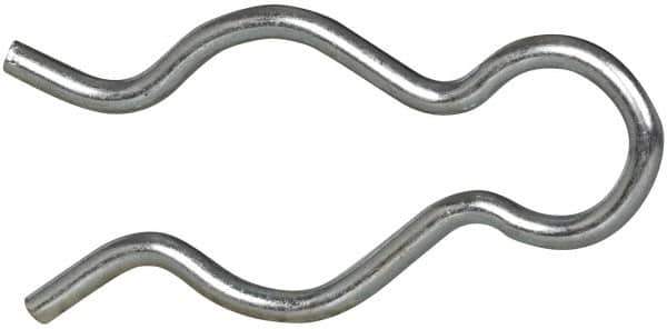 Made in USA - 21/32" Groove, 1-13/16" Long, Zinc-Plated Spring Steel Hair Pin Clip - 0.093" Clip Diam, 3/4" Shaft Diam, Grade 2 - Eagle Tool & Supply