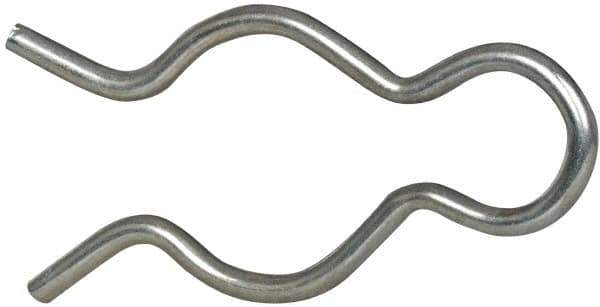 Made in USA - 25/32" Groove, 2-5/64" Long, Zinc-Plated Spring Steel Hair Pin Clip - 0.105" Clip Diam, 7/8" Shaft Diam, Grade 2 - Eagle Tool & Supply