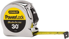 Stanley - 30' x 1" Yellow Blade Tape Measure - 1/16" Graduation, Inch Graduation Style, Silver Case - Eagle Tool & Supply