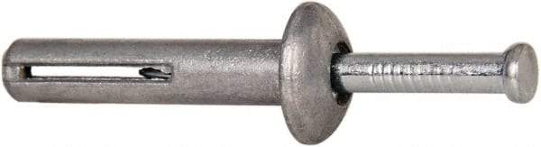 Powers Fasteners - 1/4" Diam, 1/4" Drill, 1-1/4" OAL, 1-7/8" Min Embedment Hammer Drive Concrete Anchor - Steel (Drive Pin)/Zamac Alloy (Body), Zinc-Plated Finish, Mushroom Head - Eagle Tool & Supply