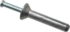 Powers Fasteners - 1/4" Diam, 1/4" Drill, 1-1/2" OAL, 7/8" Min Embedment Hammer Drive Concrete Anchor - Steel (Drive Pin)/Zamac Alloy (Body), Zinc-Plated Finish, Flat Head - Eagle Tool & Supply