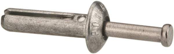 Powers Fasteners - 1/4" Diam, 1/4" Drill, 1" OAL, 7/8" Min Embedment Hammer Drive Concrete Anchor - Stainless Steel (Drive Pin)/Zamac Alloy (Body), Zinc-Plated Finish, Mushroom Head - Eagle Tool & Supply