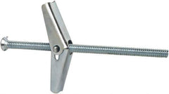 Powers Fasteners - 3/16" Screw, 3/16" Diam, 4" Long, Toggle Bolt Drywall & Hollow Wall Anchor - 1/2" Drill, Zinc Plated, Steel, Grade Zamac 7, Use in Drywall & Wallboard - Eagle Tool & Supply