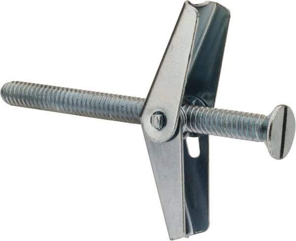 Powers Fasteners - 1/4" Screw, 1/4" Diam, 3" Long, Toggle Bolt Drywall & Hollow Wall Anchor - 5/8" Drill, Zinc Plated, Steel, Grade Zamac 7, Use in Drywall & Wallboard - Eagle Tool & Supply