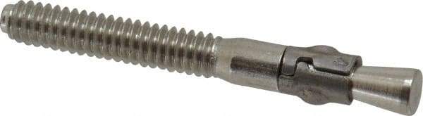 Powers Fasteners - 1/4" Diam, 1/4" Drill, 2-1/4" OAL, 7/8" Min Embedment Wedge Expansion Concrete Anchor - 304 Stainless Steel, Hex Nut Head, Hex Drive, 1-1/4" Thread Length - Eagle Tool & Supply