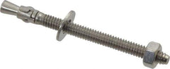 Powers Fasteners - 1/4" Diam, 1/4" Drill, 3-1/4" OAL, 1-1/4" Min Embedment Wedge Expansion Concrete Anchor - 304 Stainless Steel, Hex Nut Head, Hex Drive, 2-1/4" Thread Length - Eagle Tool & Supply