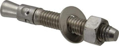 Powers Fasteners - 3/8" Diam, 3/8" Drill, 2-3/4" OAL, 1-1/4" Min Embedment Wedge Expansion Concrete Anchor - 304 Stainless Steel, Hex Nut Head, Hex Drive, 1-5/8" Thread Length - Eagle Tool & Supply