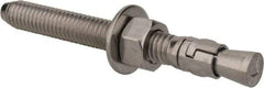 Powers Fasteners - 3/8" Diam, 3/8" Drill, 3-1/2" OAL, 1-1/4" Min Embedment Wedge Expansion Concrete Anchor - 304 Stainless Steel, Hex Nut Head, Hex Drive, 2-3/8" Thread Length - Eagle Tool & Supply