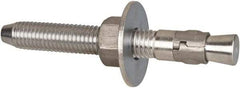 Powers Fasteners - 5/8" Diam, 5/8" Drill, 5" OAL, Wedge Expansion Concrete Anchor - 304 Stainless Steel, Hex Nut Head, Hex Drive, 3-1/2" Thread Length - Eagle Tool & Supply