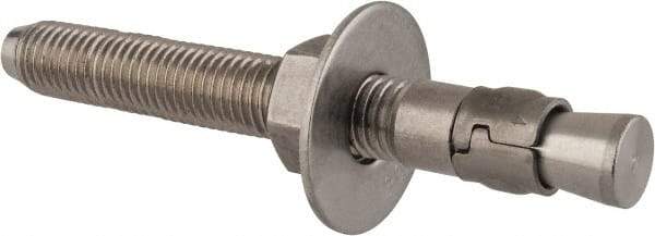 Powers Fasteners - 3/4" Diam, 3/4" Drill, 6-1/4" OAL, Wedge Expansion Concrete Anchor - 304 Stainless Steel, Hex Nut Head, Hex Drive, 4-3/8" Thread Length - Eagle Tool & Supply