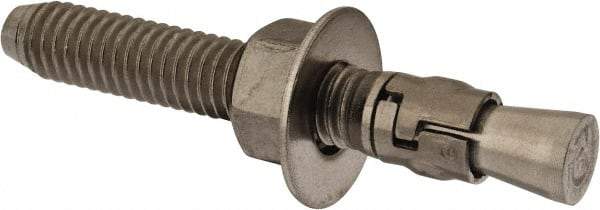 Powers Fasteners - 3/8" Diam, 3/8" Drill, 2-3/4" OAL, Wedge Expansion Concrete Anchor - 316 Stainless Steel, Hex Nut Head, Hex Drive, 1-5/8" Thread Length - Eagle Tool & Supply