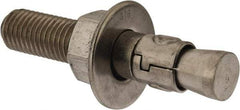 Powers Fasteners - 3/4" Diam, 3/4" Drill, 4-1/4" OAL, 1-1/4" Min Embedment Wedge Expansion Concrete Anchor - 316 Stainless Steel, Hex Nut Head, Hex Drive, 2-3/8" Thread Length - Eagle Tool & Supply