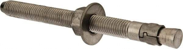 Powers Fasteners - 3/4" Diam, 3/4" Drill, 8-1/2" OAL, 1-3/4" Min Embedment Wedge Expansion Concrete Anchor - 316 Stainless Steel, Hex Nut Head, Hex Drive, 6-5/8" Thread Length - Eagle Tool & Supply