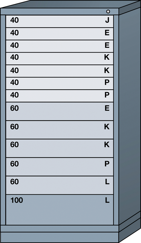 Eye Level-Standard Cabinet - 13 Drawers - 30 x 28-1/4 x 59-1/4" - Single Drawer Access - Eagle Tool & Supply