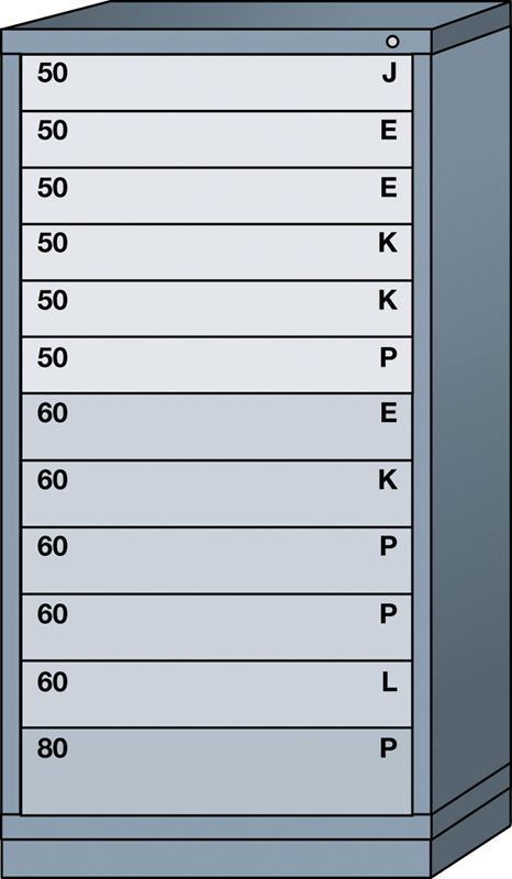 59.25 x 28.25 x 30'' (12 Drawers) - Pre-Engineered Modular Drawer Cabinet Eye-Level (244 Compartments) - Eagle Tool & Supply