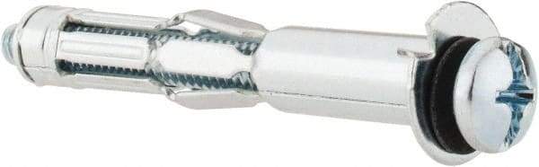 Powers Fasteners - 1/4" Screw, 7/16" Diam, 2-3/4" Long, 5/8 to 1-1/8" Thick, Sleeve Drywall & Hollow Wall Anchor - 7/16" Drill, Zinc Plated, Steel, Grade 5, Use in Concrete, & Masonry, Drywall, Plywood & Wallboard - Eagle Tool & Supply