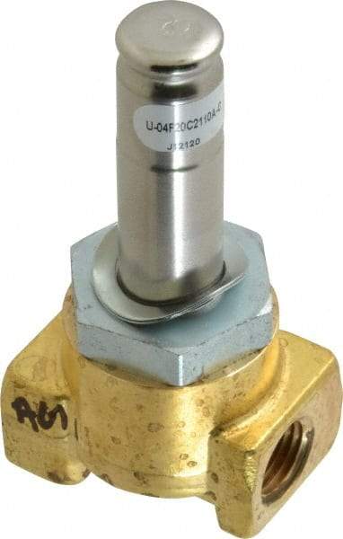 Parker - 1/4" Port, Two Way, Direct Acting, Brass Solenoid Valve - Normally Closed, 150 Max PSI, NBR Seal - Eagle Tool & Supply