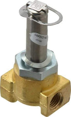 Parker - 1/4" Port, Two Way, Direct Acting, Brass Solenoid Valve - Normally Closed, 100 Max PSI, NBR Seal - Eagle Tool & Supply