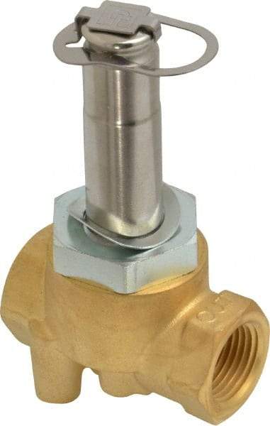 Parker - 3/8" Port, Two Way, Direct Acting, Brass Solenoid Valve - Normally Closed, 150 Max PSI, NBR Seal - Eagle Tool & Supply
