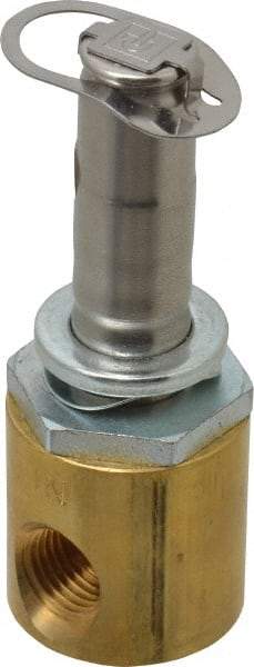 Parker - 1/4" Port, Two Way, Direct Acting, Brass Solenoid Valve - Normally Open, 300 Max PSI, NBR Seal - Eagle Tool & Supply