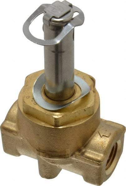Parker - 1/4" Port, Two Way, Piloted Diaphragm, Brass Solenoid Valve - Normally Closed, 300 Max PSI, NBR Seal - Eagle Tool & Supply