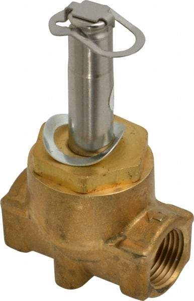 Parker - 3/8" Port, Two Way, Piloted Diaphragm, Brass Solenoid Valve - Normally Closed, 300 Max PSI, NBR Seal - Eagle Tool & Supply