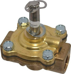 Parker - 1/2" Port, Two Way, Piloted Diaphragm, Brass Solenoid Valve - Normally Closed, 200 Max PSI, NBR Seal - Eagle Tool & Supply