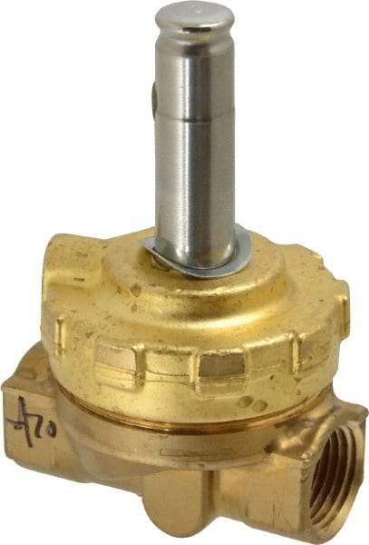 Parker - 1/2" Port, Two Way, Piloted Diaphragm, Brass Solenoid Valve - Normally Closed, 300 Max PSI, NBR Seal - Eagle Tool & Supply
