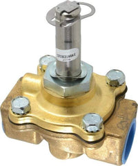 Parker - 3/4" Port, Two Way, Piloted Diaphragm, Brass Solenoid Valve - Normally Closed, 150 Max PSI, NBR Seal - Eagle Tool & Supply
