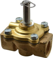 Parker - 3/4" Port, Two Way, Piloted Diaphragm, Brass Solenoid Valve - Normally Closed, 125 Max PSI, NBR Seal - Eagle Tool & Supply