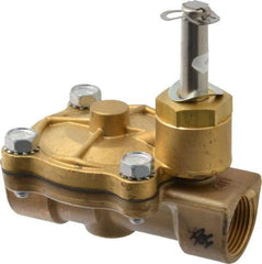 Parker - 3/4" Port, Two Way, Piloted Diaphragm, Brass Solenoid Valve - Normally Closed, 250 Max PSI, NBR Seal - Eagle Tool & Supply