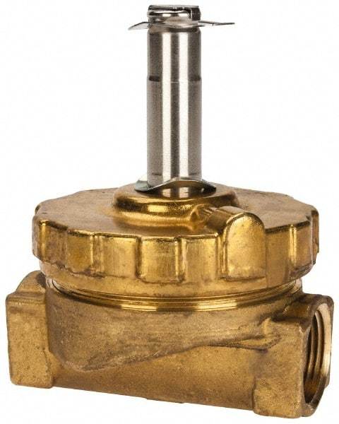 Parker - 3/4" Port, Two Way, Piloted Diaphragm, Brass Solenoid Valve - Normally Closed, 300 Max PSI, NBR Seal - Eagle Tool & Supply