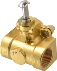 Parker - 1-1/4" Port, Two Way, Piloted Diaphragm, Brass Solenoid Valve - Normally Closed, 150 Max PSI, NBR Seal - Eagle Tool & Supply