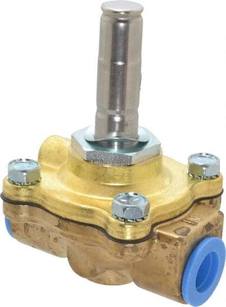 Parker - 3/8" Port, Two Way, Piloted Diaphragm, Brass Solenoid Valve - Normally Open, 150 Max PSI, NBR Seal - Eagle Tool & Supply