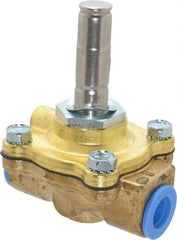 Parker - 3/8" Port, Two Way, Piloted Diaphragm, Brass Solenoid Valve - Normally Open, 150 Max PSI, NBR Seal - Eagle Tool & Supply