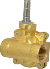Parker - 1" Port, Two Way, Piloted Diaphragm, Brass Solenoid Valve - Normally Open, 125 Max PSI, NBR Seal - Eagle Tool & Supply