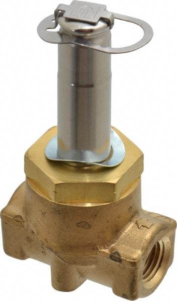Parker - 1/4" Port, Two Way, Piloted Diaphragm, Brass Solenoid Valve - Normally Closed, 275 Max PSI, NBR Seal - Eagle Tool & Supply