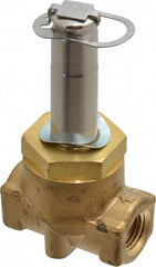 Parker - 1/4" Port, Two Way, Piloted Diaphragm, Brass Solenoid Valve - Normally Closed, 275 Max PSI, NBR Seal - Eagle Tool & Supply