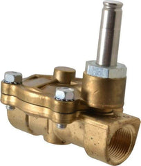 Parker - 3/4" Port, Two Way, Piloted Diaphragm, Brass Solenoid Valve - Normally Closed, 125 Max PSI, NBR Seal - Eagle Tool & Supply