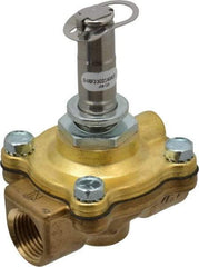 Parker - 1/2" Port, Two Way, Piloted Diaphragm, Brass Solenoid Valve - Normally Open, 125 Max PSI, NBR Seal - Eagle Tool & Supply