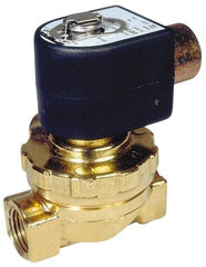 Parker - 3/4" Port, Two Way, Piloted Diaphragm, Brass Solenoid Valve - Normally Closed, 80 Max PSI, PTFE Seal - Eagle Tool & Supply